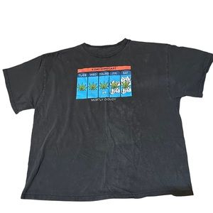 Vintage Marijuana Weed Shirt Mens XXL Forecast Mostly Cloudy Faded Black 90s